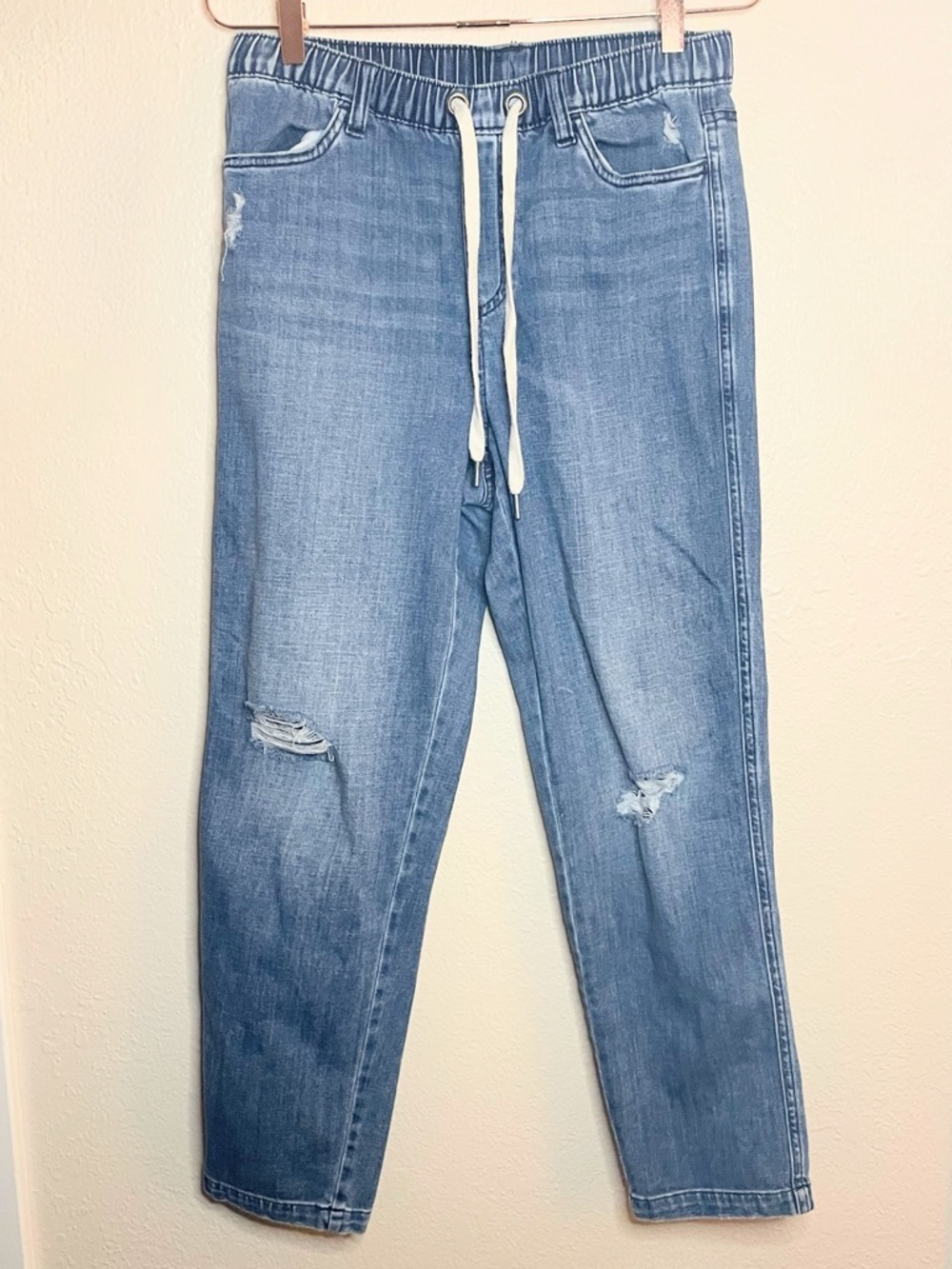Aerie Drawstring Straight Leg Jeans Small Coastal Cowgirl Denim